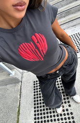 Love Burst Baby Tee Charcoal