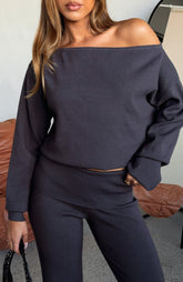 Can't Find The Words Knit Sweater Charcoal