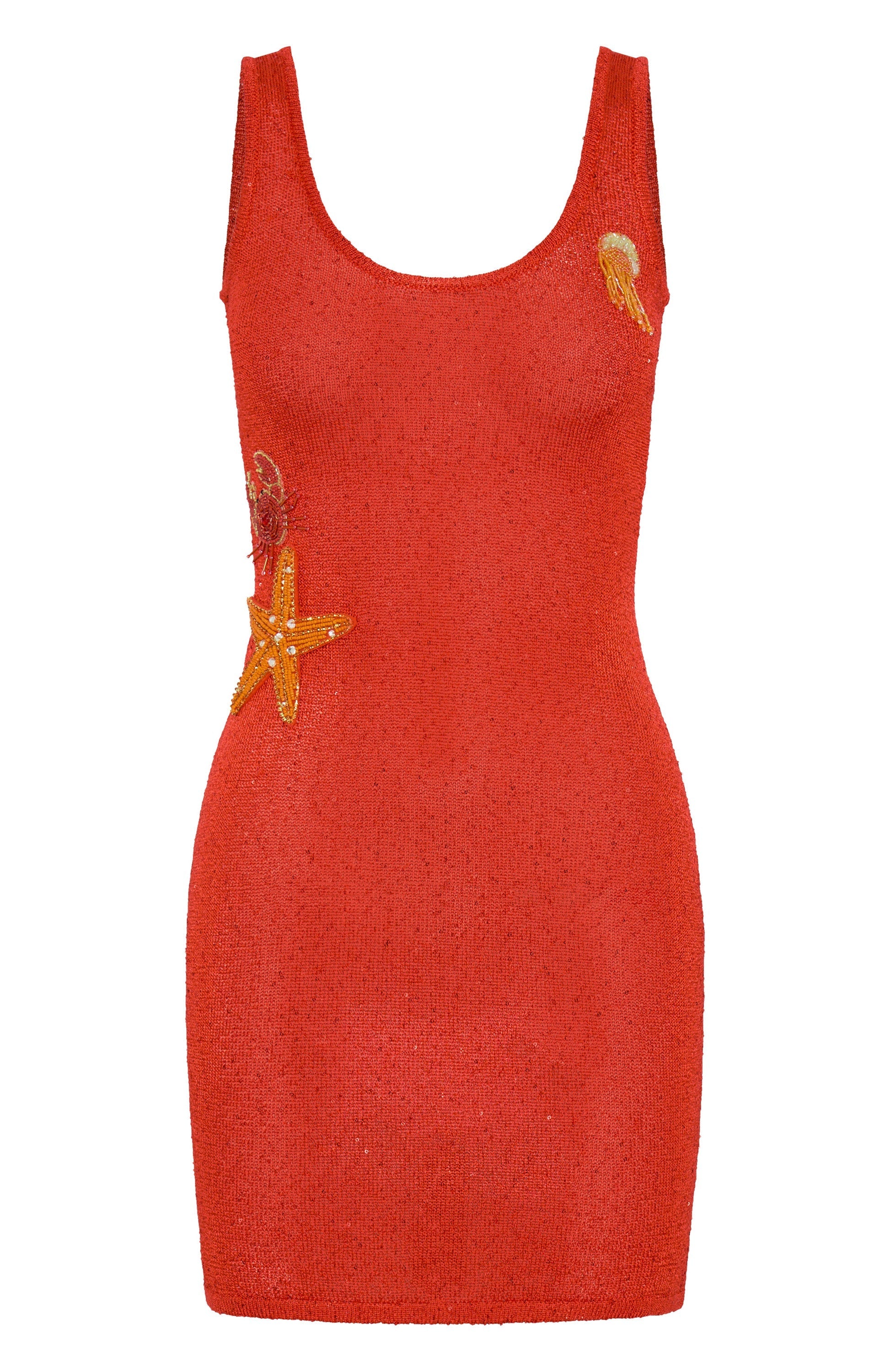 Ocean Vibes Sequin Knit Mini Dress Orange